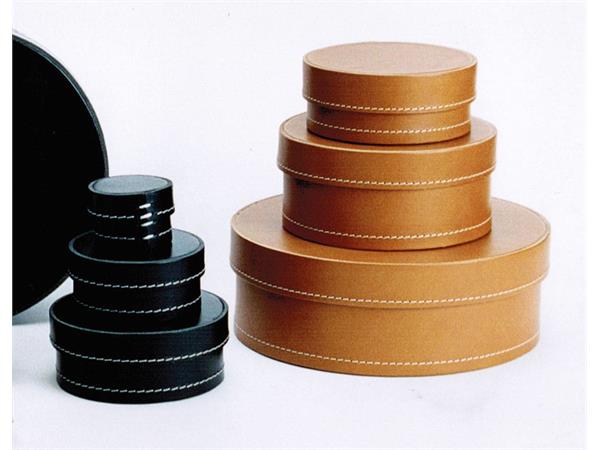 Boîtes rondes et ovales en vrai cuir italien