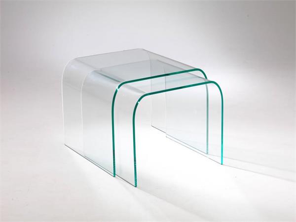 Tavolino da salotto in vetro curvato Tunnel Due