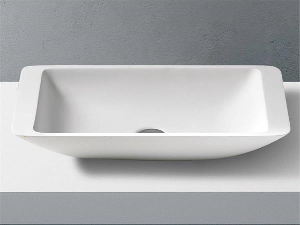 Rectangular countertop washbasin in Betacryl Solid Surface Auditorium