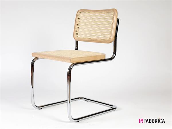 Cesca chair in chromed metal with wooden frame