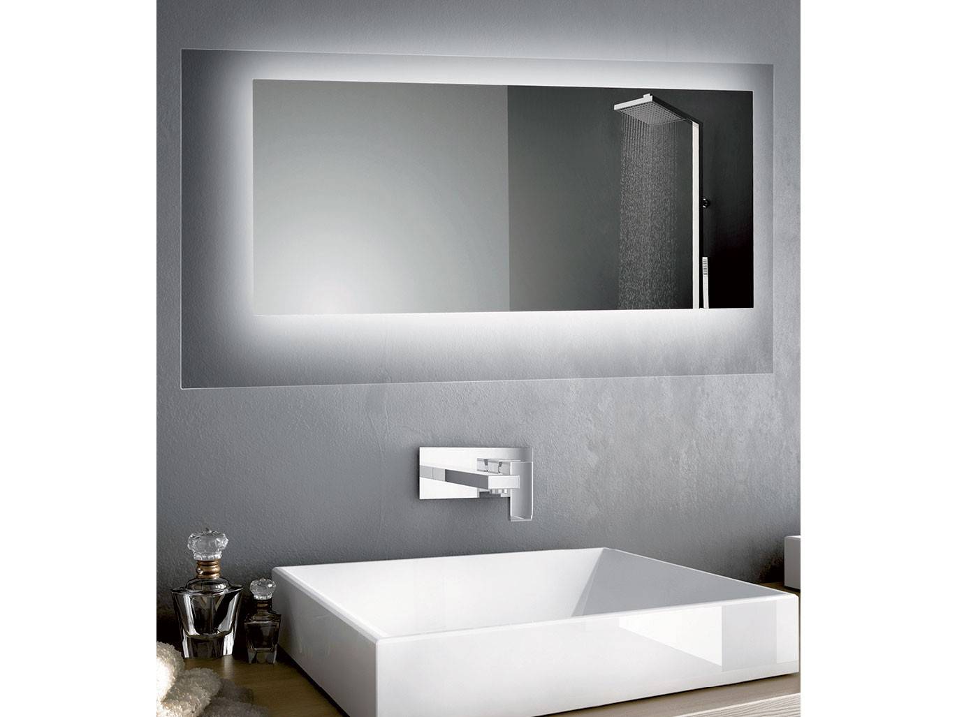 Specchio da bagno quadrato a LED retroilluminato MAGNA 120x80 - CRISTALED