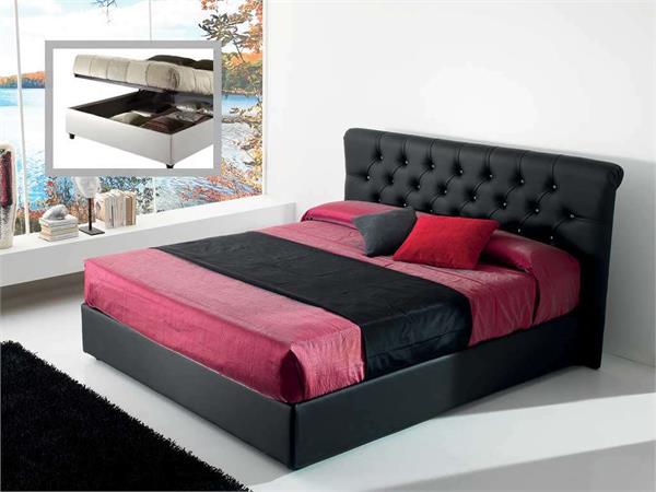 Letto capitonnè con swarovski e contenitore Alyson 