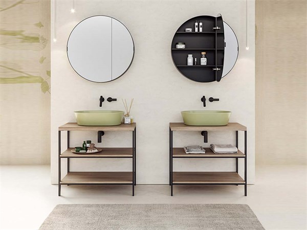 Bathroom storage mirror Round Cabinet