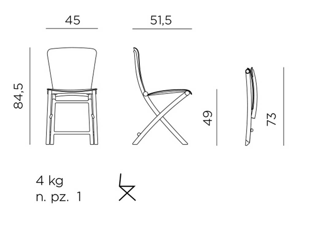 Zac Classic sedia pieghevole in polipropilene