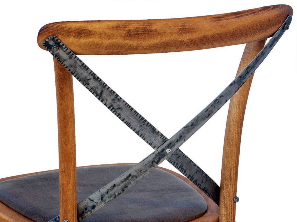 sedia vintage in legno ed ecopelle Ciao Iron