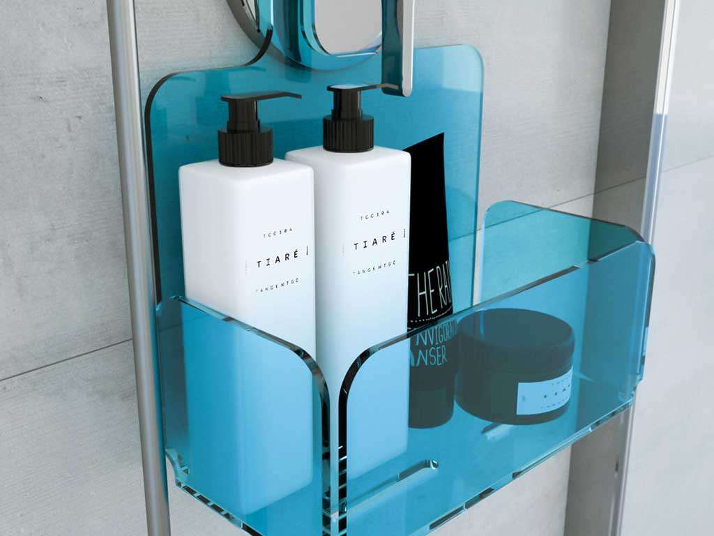 Mensola portaoggetti trasparente plexiglass doccia