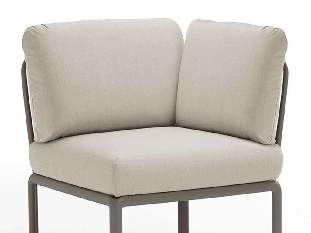 Fauteuil confort KOMODO, structure plastique, avec coussin d'assise et  dossier, tissu hydrofuge pour extérieur.